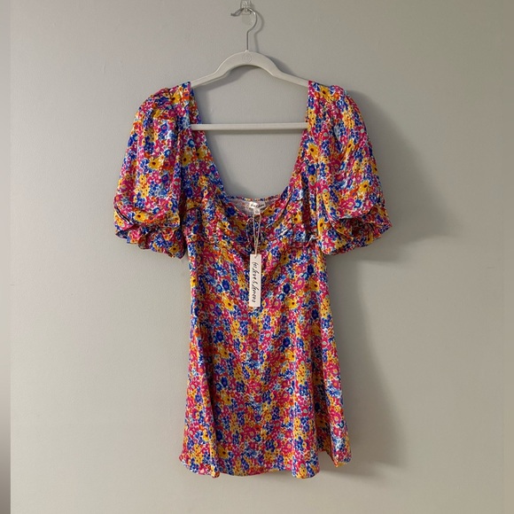 NWT For Love & Lemons Sasha Mini Dress Blue Dizzy Floral - Picture 6 of 9